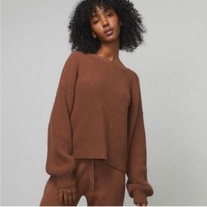 EUC✨Lunya cozy cotton silk ribbed reversible pullover sweater